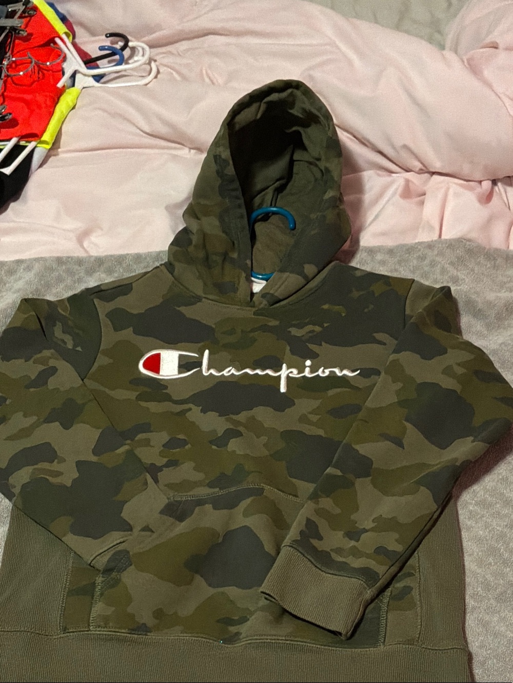 Champion Kids' Camouflage Hoodie - Olive, Dark Green